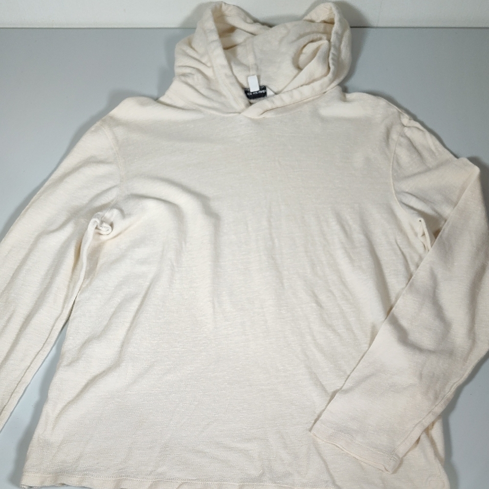Club Monaco cream linen cotton pullover hoodie S - Picture 3 of 10